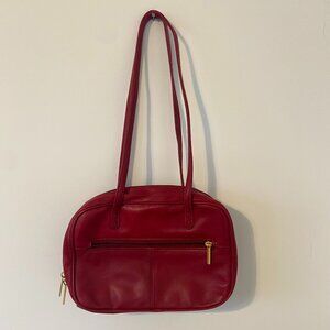 Red Leather Shoulder Bag Purse with Gold Hardware Black Lining